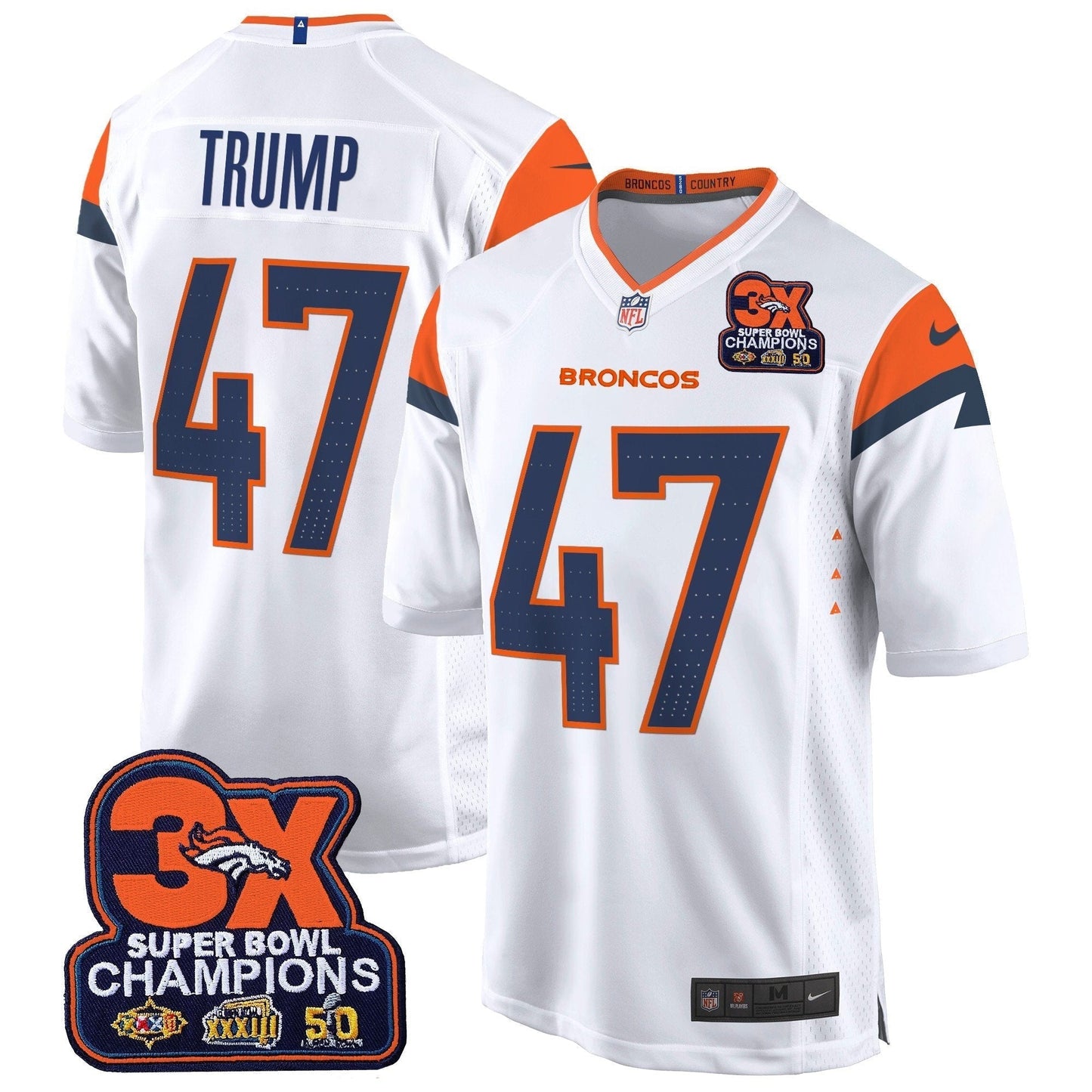 DEN 3-Time Champions Patch Game Jersey - Al Stitched-DTD