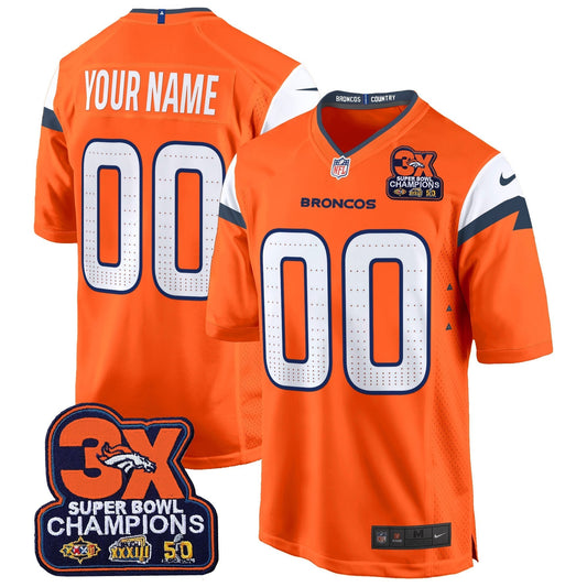 DEN 3-Time Champions Patch Game Custom Jersey - Al Stitched-DTD