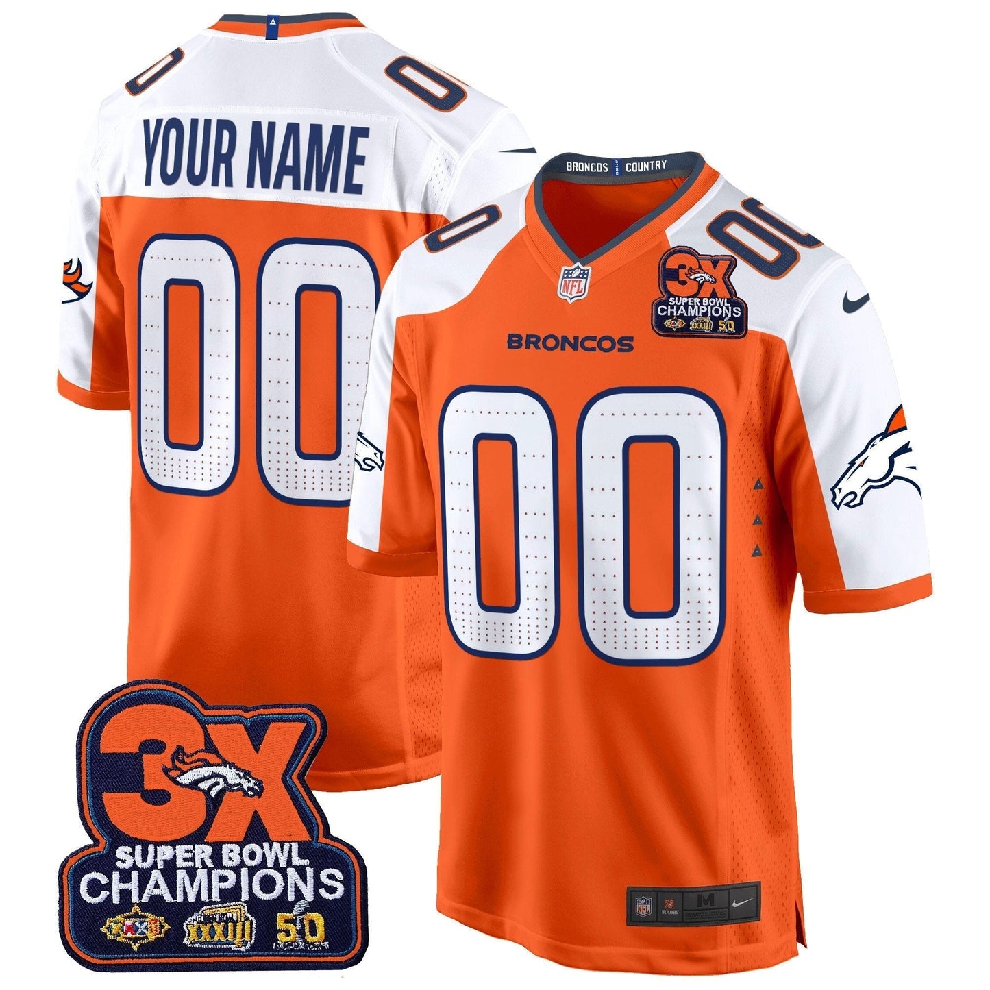 DEN 3-Time Champions Patch Game Custom Jersey - Al Stitched-DTD