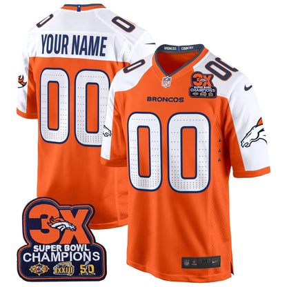 DEN 3-Time Champions Patch Game Custom Jersey - Al Stitched-DTD