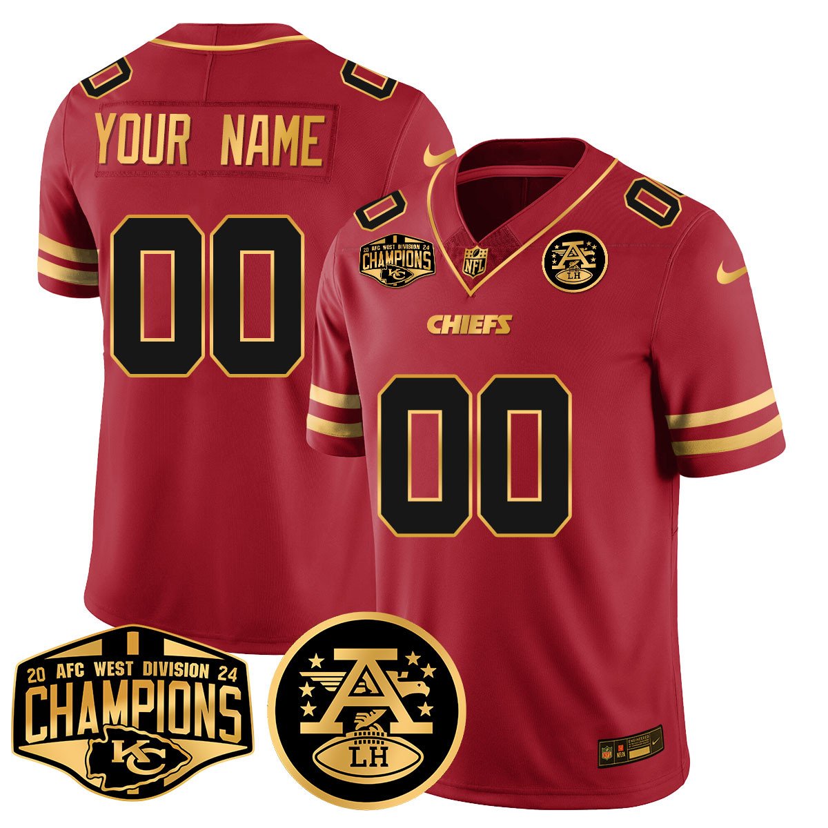 Custom Gender/Name Chiefs 2024 AFC West Champs Jersey - All Stitched-DTD