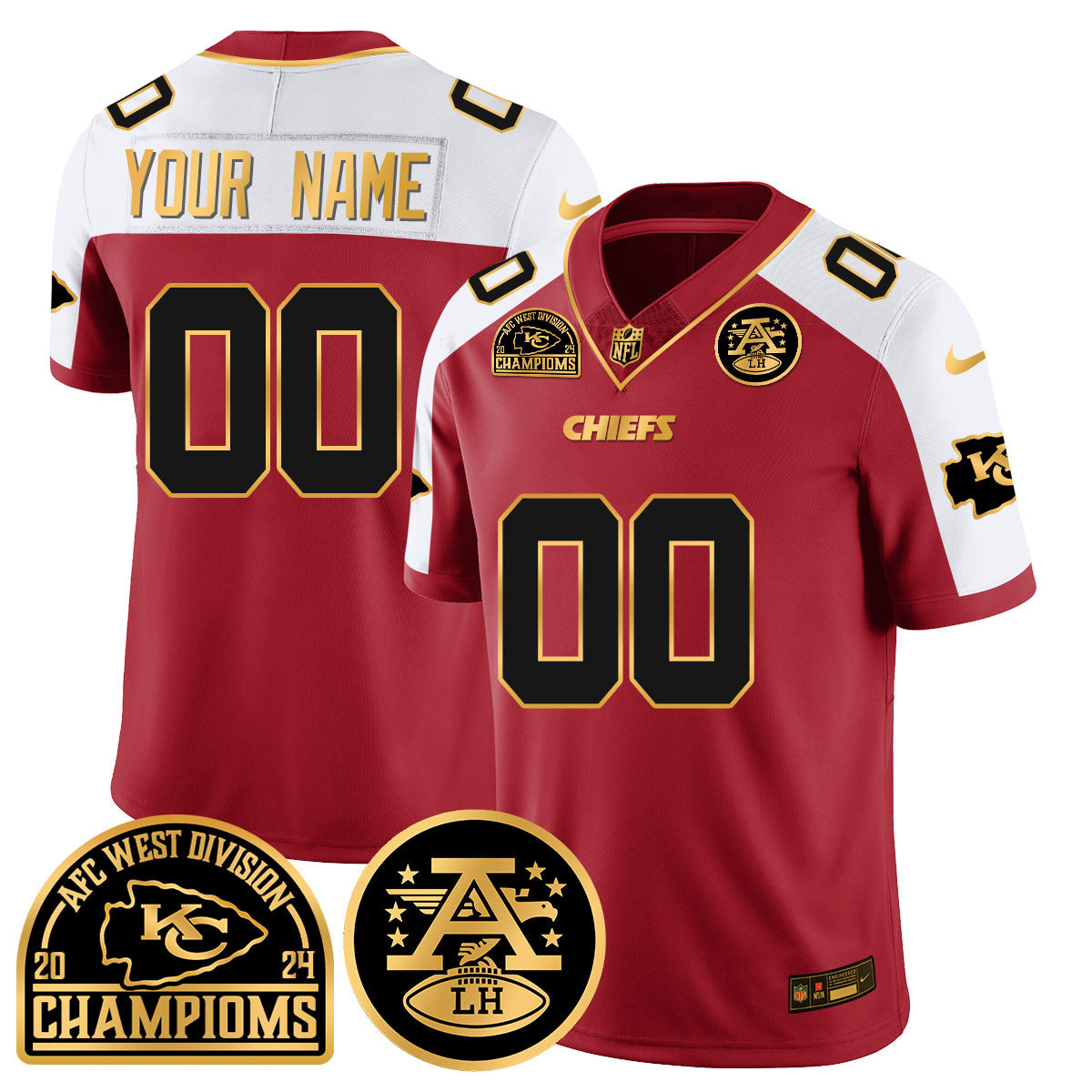 Custom Gender/Name Chiefs 2024 AFC West Champs Jersey - All Stitched-DTD
