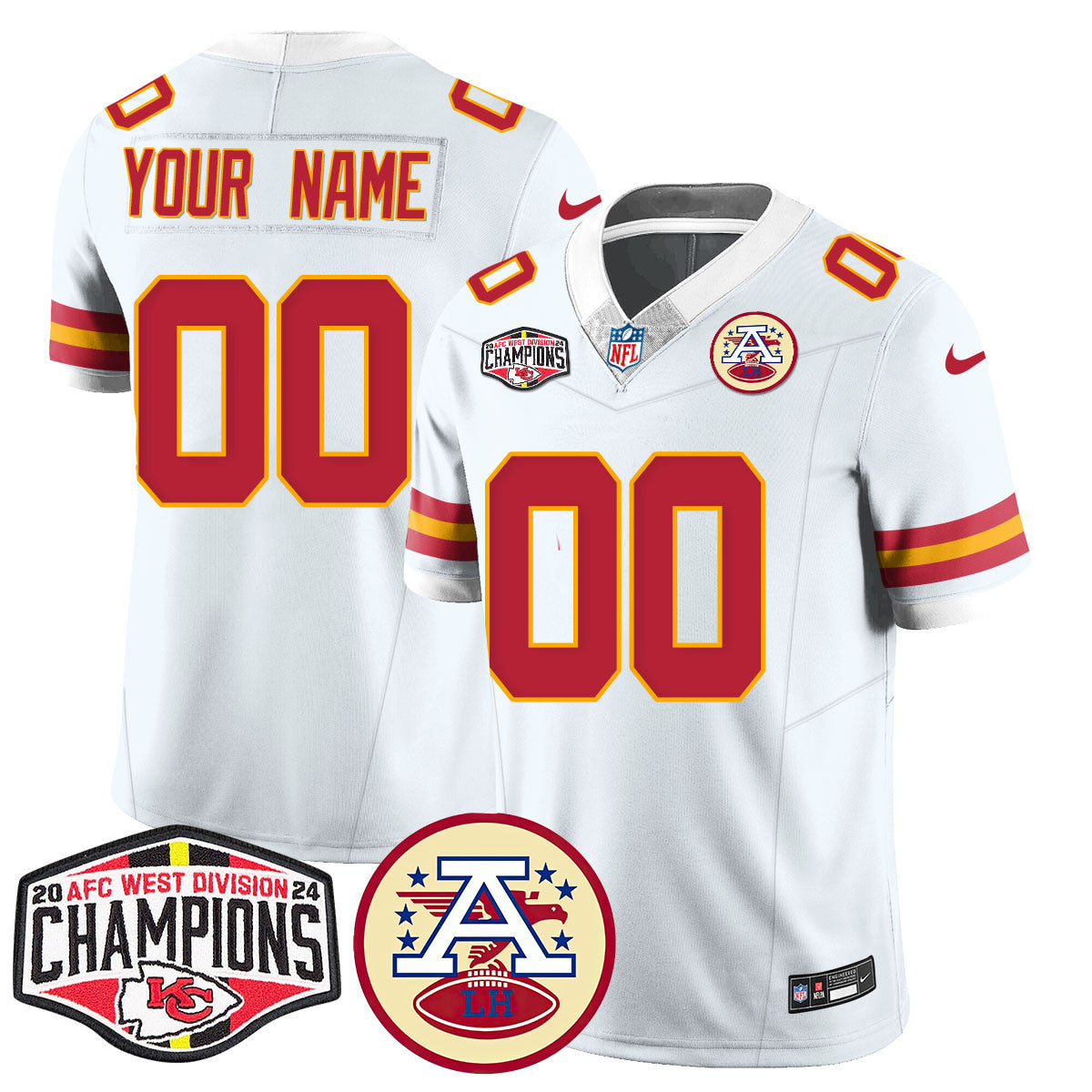 Custom Gender/Name Chiefs 2024 AFC West Champs Jersey - All Stitched-DTD