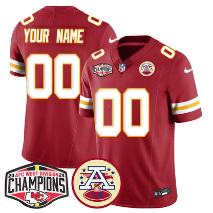 Custom Gender/Name Chiefs 2024 AFC West Champs Jersey - All Stitched-DTD