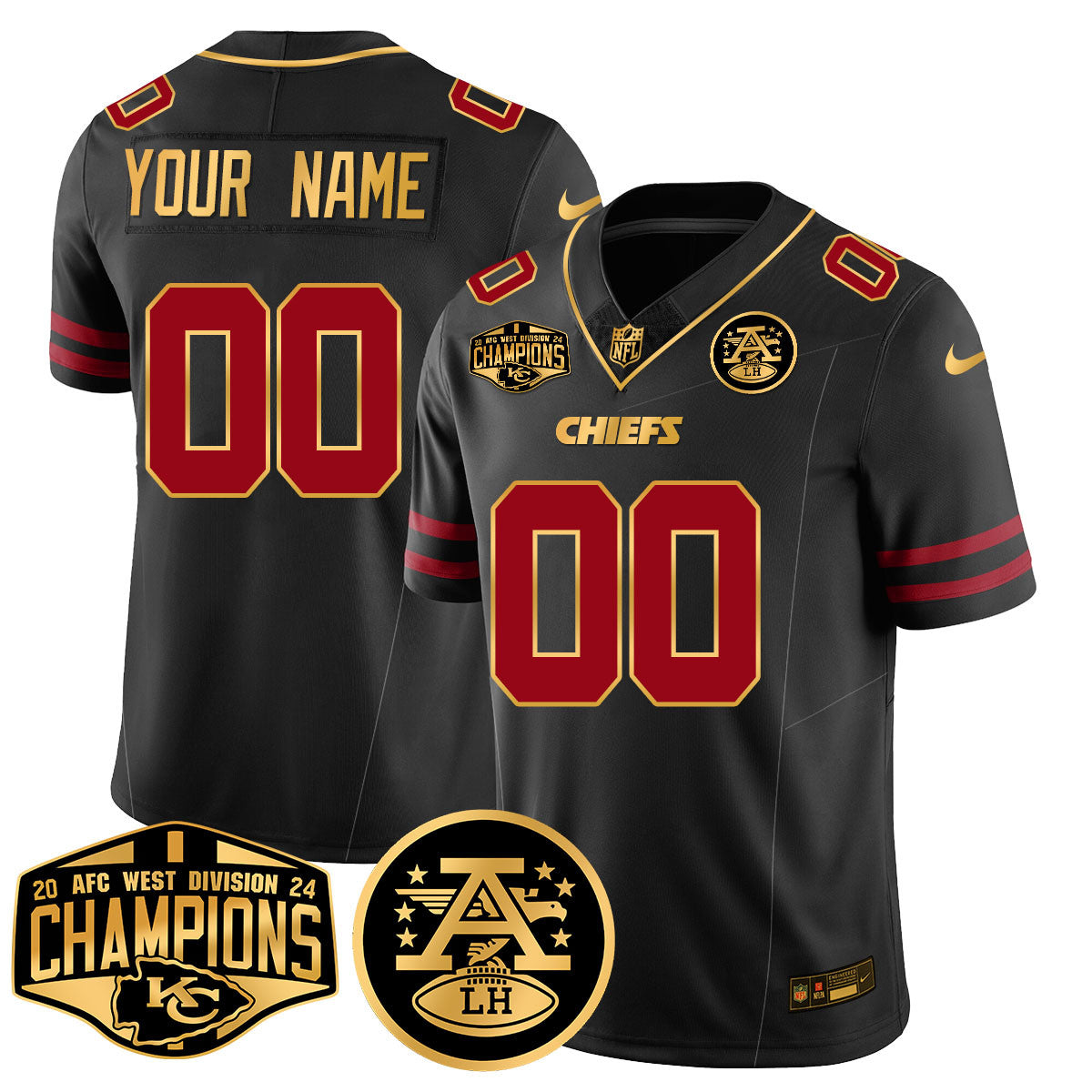 Custom Gender/Name Chiefs 2024 AFC West Champs Jersey - All Stitched-DTD