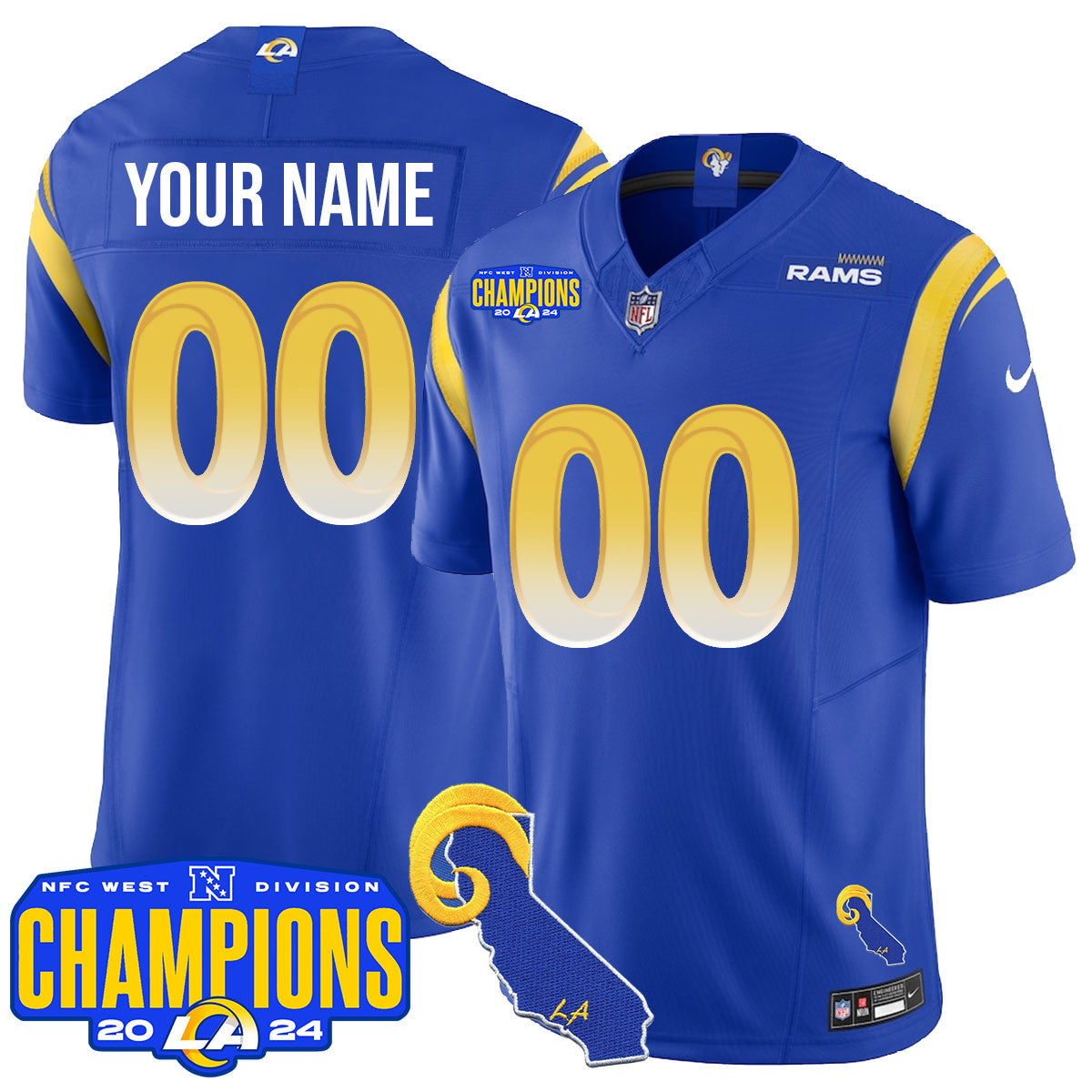 Custom Gender/Name LAR 2024 NFC West Division Champions Jersey - All Stitched-DTD