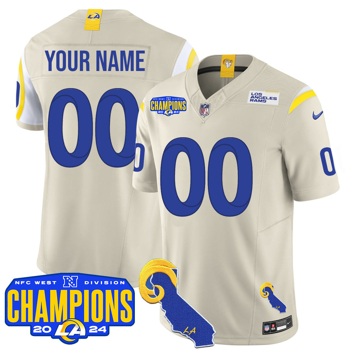 Custom Gender/Name LAR 2024 NFC West Division Champions Jersey - All Stitched-DTD