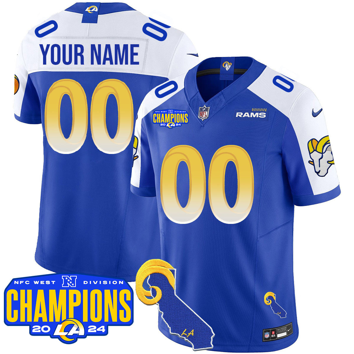 Custom Gender/Name LAR 2024 NFC West Division Champions Jersey - All Stitched-DTD
