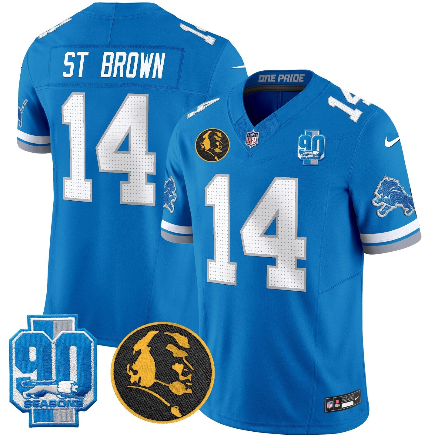 Men's Detroit Lions 2024 90th & John Madden Patch Vapor Limited Jersey V2 - All Stitched