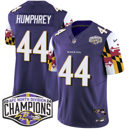 Ravens Maryland Flag 2024 AFC North Division Champions Patch Vapor Limited Jersey - All Stitched-DTD