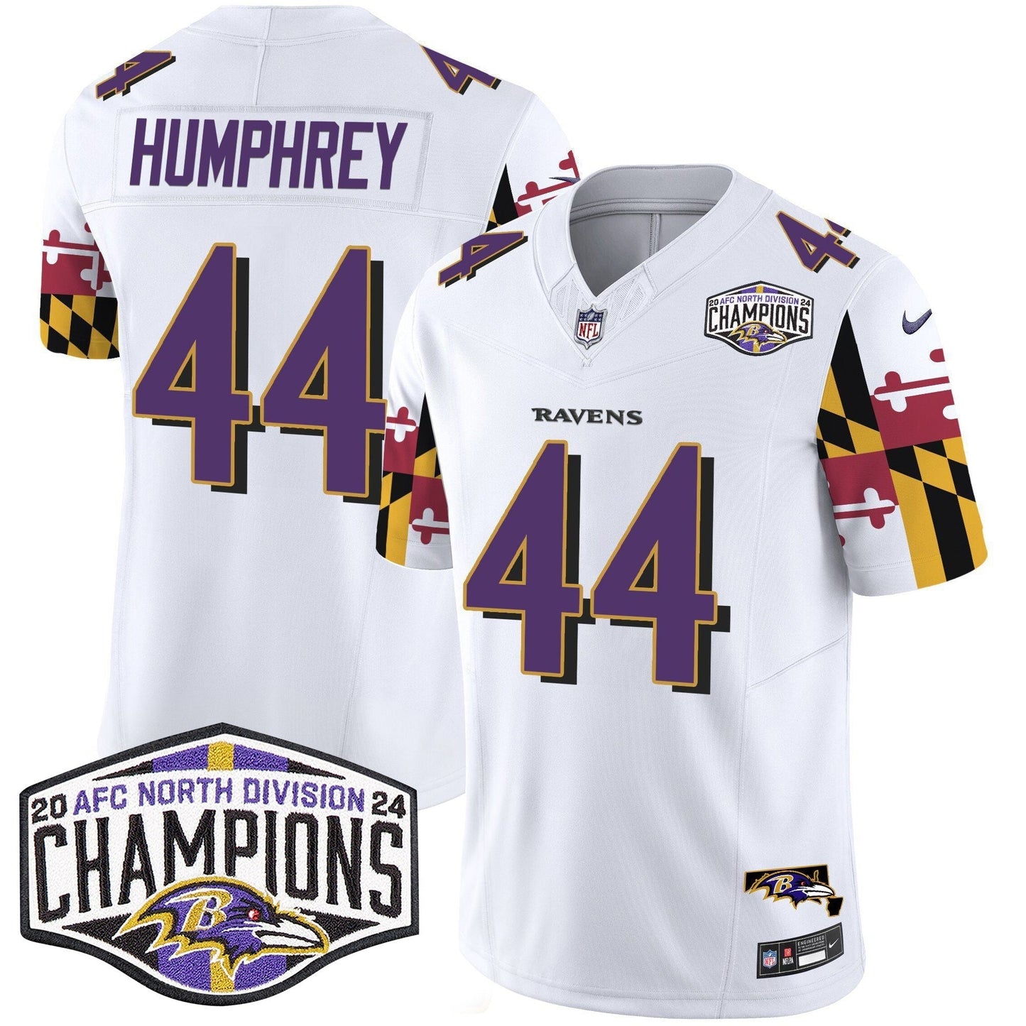 Ravens Maryland Flag 2024 AFC North Division Champions Patch Vapor Limited Jersey - All Stitched-DTD