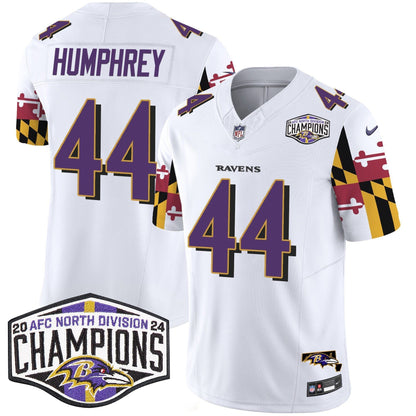 Ravens Maryland Flag 2024 AFC North Division Champions Patch Vapor Limited Jersey - All Stitched-DTD