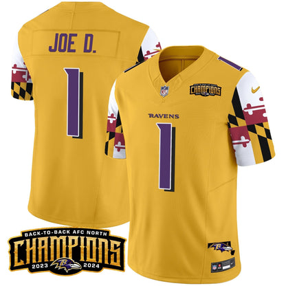 Ravens Maryland Flag Back To Back AFC North Champions Patch Vapor Limited Jersey - All Stitched-DTD