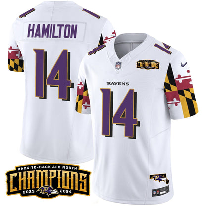 Ravens Maryland Flag Back To Back AFC North Champions Patch Vapor Limited Jersey - All Stitched-DTD