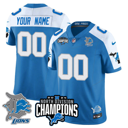 Custom Gender/Name DET 2024 NFC North Champions Gold Jersey N2 - All Stitched-DTD