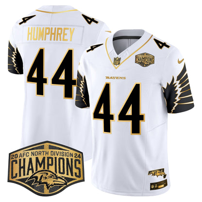Ravens Maryland 2024 AFC North Division Champions Patch Gold Vapor Limited Jersey - All Stitched-DTD