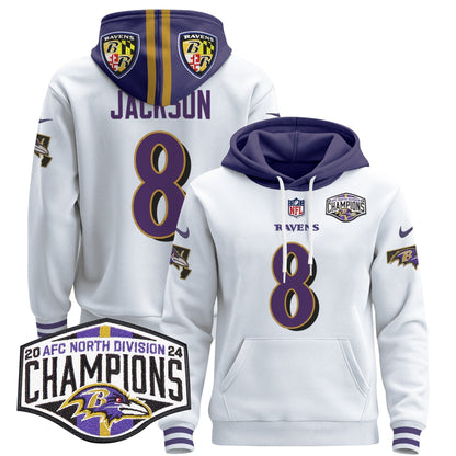 BAL 2024 AFC North Division Champions Patch Pullover Hoodie V2 - All Stitched-DTD