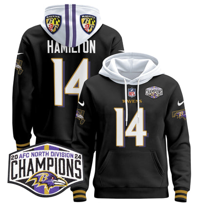 BAL 2024 AFC North Division Champions Patch Pullover Hoodie V2 - All Stitched-DTD