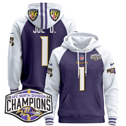 BAL 2024 AFC North Division Champions Patch Pullover Hoodie V2 - All Stitched-DTD