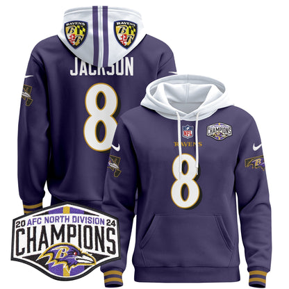 BAL 2024 AFC North Division Champions Patch Pullover Hoodie V2 - All Stitched-DTD