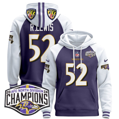 BAL 2024 AFC North Division Champions Patch Pullover Hoodie V2 - All Stitched-DTD