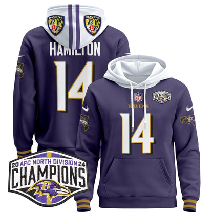 BAL 2024 AFC North Division Champions Patch Pullover Hoodie V2 - All Stitched-DTD