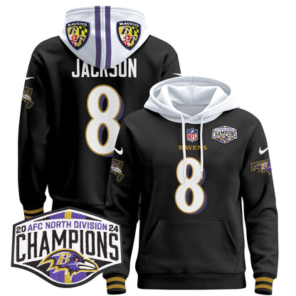 BAL 2024 AFC North Division Champions Patch Pullover Hoodie V2 - All Stitched-DTD