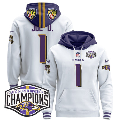 BAL 2024 AFC North Division Champions Patch Pullover Hoodie V2 - All Stitched-DTD