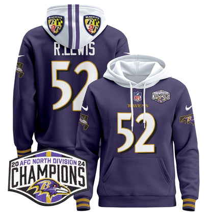 BAL 2024 AFC North Division Champions Patch Pullover Hoodie V2 - All Stitched-DTD