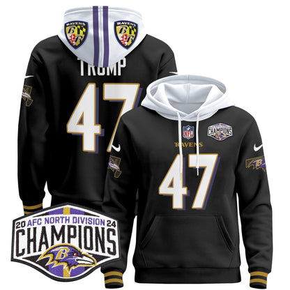 BAL 2024 AFC North Division Champions Patch Pullover Hoodie V2 - All Stitched-DTD