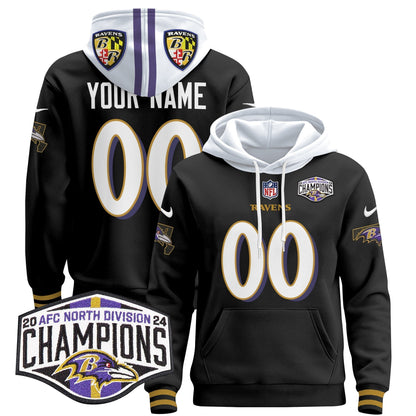 BAL 2024 AFC North Division Champions Patch Custom Pullover Hoodie V2 - All Stitched-DTD