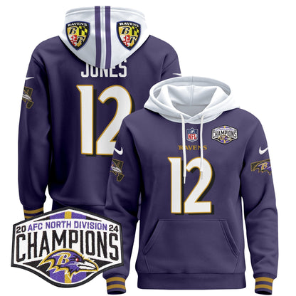 BAL 2024 AFC North Division Champions Patch Pullover Hoodie V2 - All Stitched-DTD