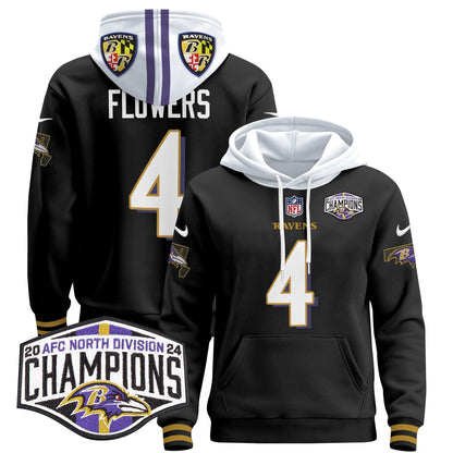 BAL 2024 AFC North Division Champions Patch Pullover Hoodie V2 - All Stitched-DTD
