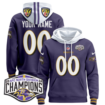 BAL 2024 AFC North Division Champions Patch Custom Pullover Hoodie V2 - All Stitched-DTD