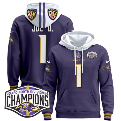 BAL 2024 AFC North Division Champions Patch Pullover Hoodie V2 - All Stitched-DTD