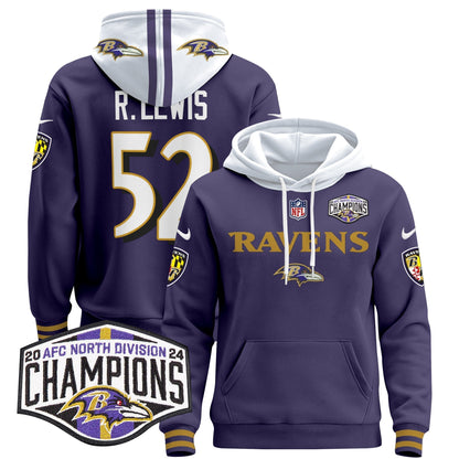 BAL 2024 AFC North Division Champions Patch Pullover Hoodie - All Stitched-DTD