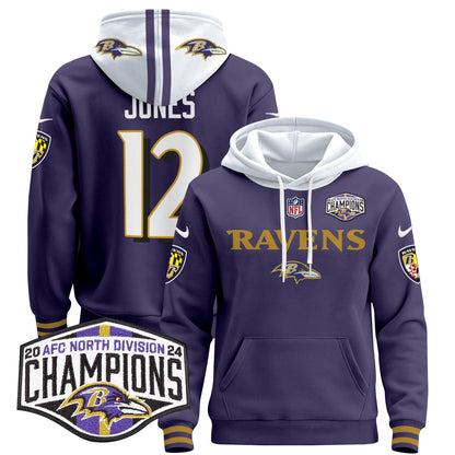 BAL 2024 AFC North Division Champions Patch Pullover Hoodie - All Stitched-DTD