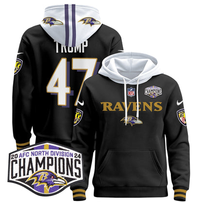 BAL 2024 AFC North Division Champions Patch Pullover Hoodie - All Stitched-DTD