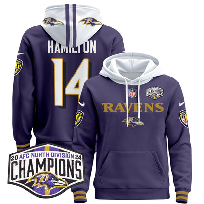BAL 2024 AFC North Division Champions Patch Pullover Hoodie - All Stitched-DTD