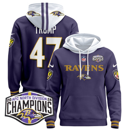 BAL 2024 AFC North Division Champions Patch Pullover Hoodie - All Stitched-DTD
