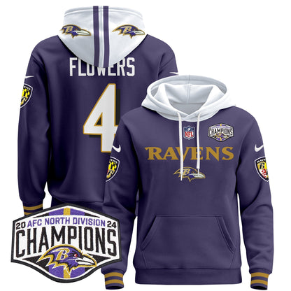BAL 2024 AFC North Division Champions Patch Pullover Hoodie - All Stitched-DTD