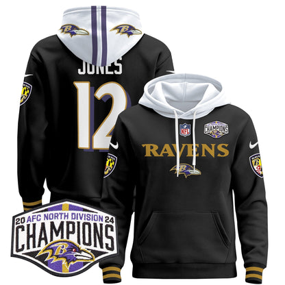 BAL 2024 AFC North Division Champions Patch Pullover Hoodie - All Stitched-DTD