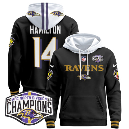 BAL 2024 AFC North Division Champions Patch Pullover Hoodie - All Stitched-DTD