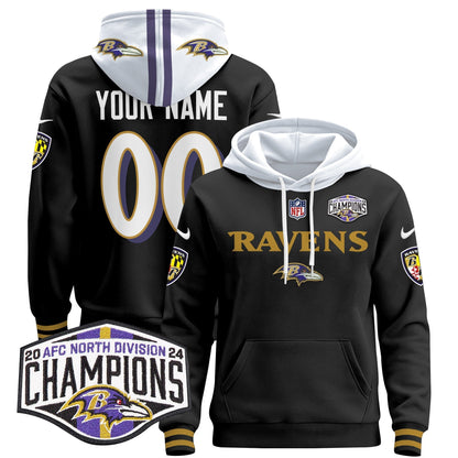 BAL 2024 AFC North Division Champions Patch Custom Pullover Hoodie - All Stitched-DTD