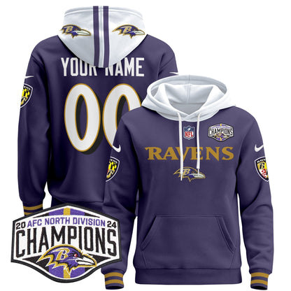 BAL 2024 AFC North Division Champions Patch Custom Pullover Hoodie - All Stitched-DTD