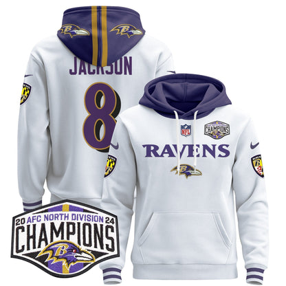 BAL 2024 AFC North Division Champions Patch Pullover Hoodie - All Stitched-DTD