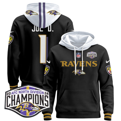 BAL 2024 AFC North Division Champions Patch Pullover Hoodie - All Stitched-DTD