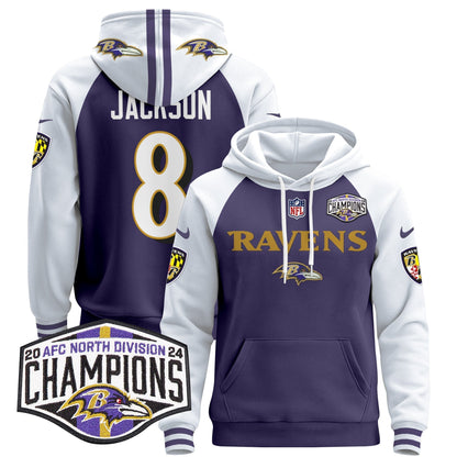 BAL 2024 AFC North Division Champions Patch Pullover Hoodie - All Stitched-DTD