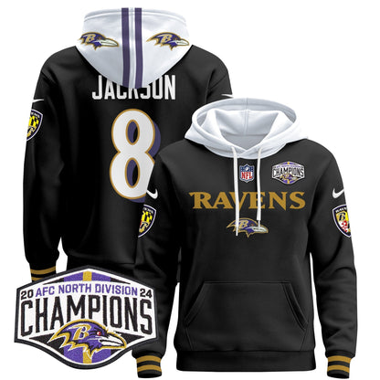 BAL 2024 AFC North Division Champions Patch Pullover Hoodie - All Stitched-DTD