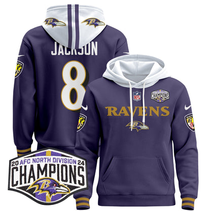 BAL 2024 AFC North Division Champions Patch Pullover Hoodie - All Stitched-DTD
